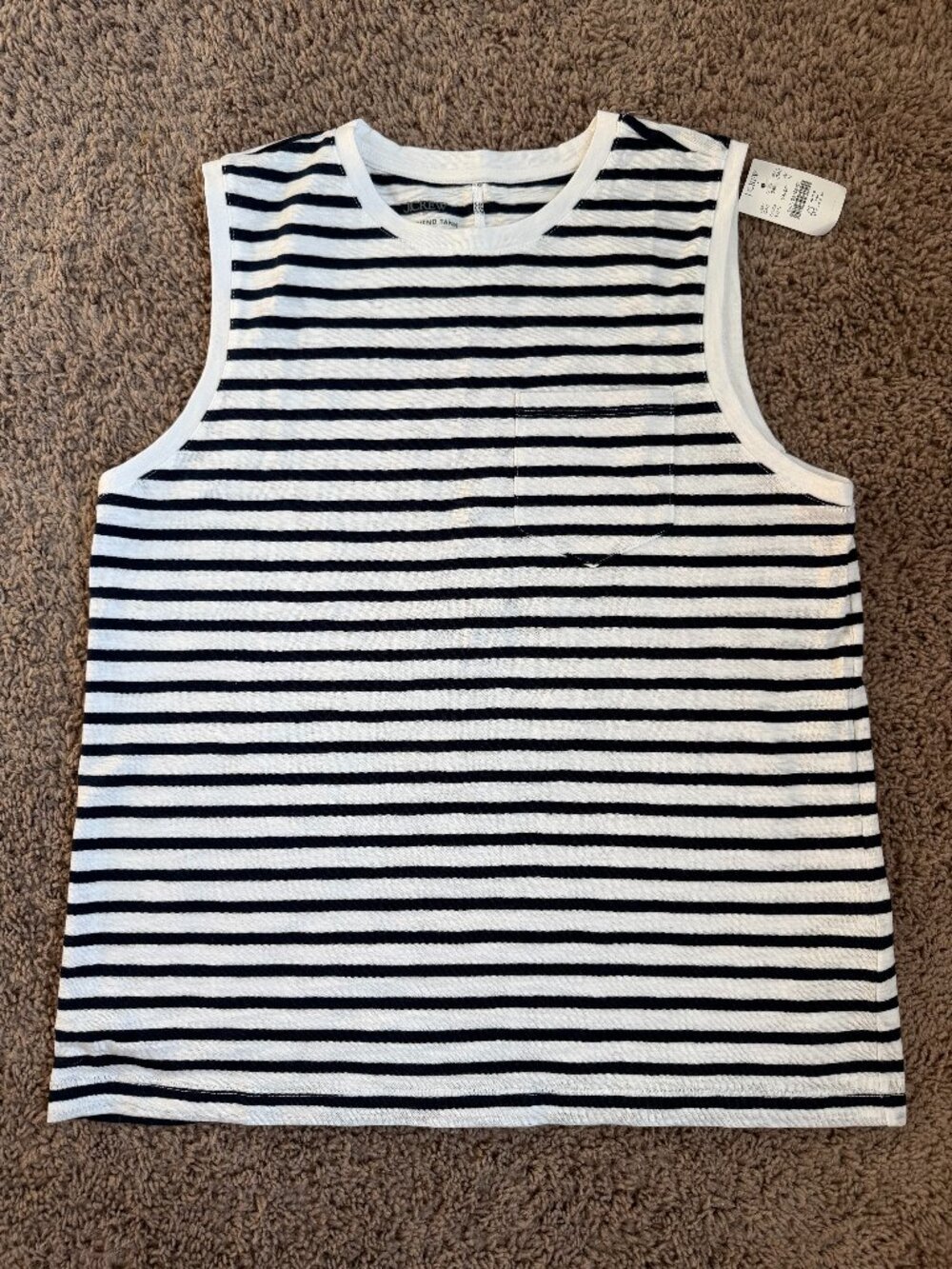 NWT J. Crew Girlfriend Tank Navy White Stripe Medium